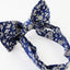 Mens Navy With White Flowers Cotton Bow Tie & Pocket Square Set