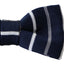Mens Navy With White & Grey Thin Stripes Knitted Bow Tie
