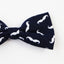 Mens Navy With White Moustache Cotton Bow Tie & Pocket Square Set
