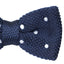 Mens Navy With White Polka Dots Knitted Bow Tie