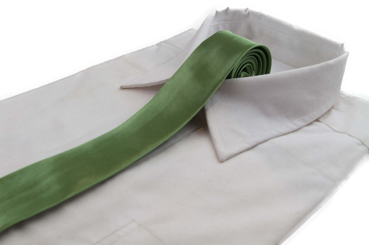 Mens Olive Green 5cm Skinny Plain Neck Tie