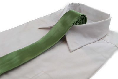 Mens Olive Green 5cm Skinny Plain Neck Tie