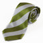 Mens Olive Green & White Thick Striped Patterned 8cm Neck Tie
