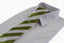 Mens Olive Green & White Thick Striped Patterned 8cm Neck Tie