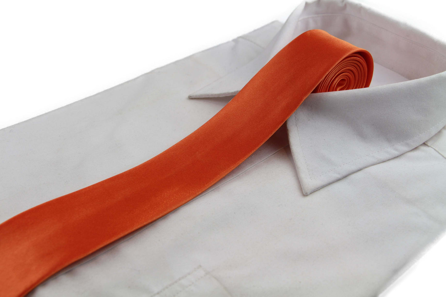 Mens Orange 5cm Skinny Plain Neck Tie