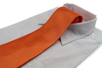 Mens Orange Classic 10cm Plain Neck Tie