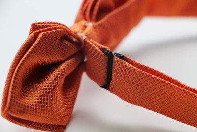 Mens Orange Diamond Shaped Checkered Bow Tie