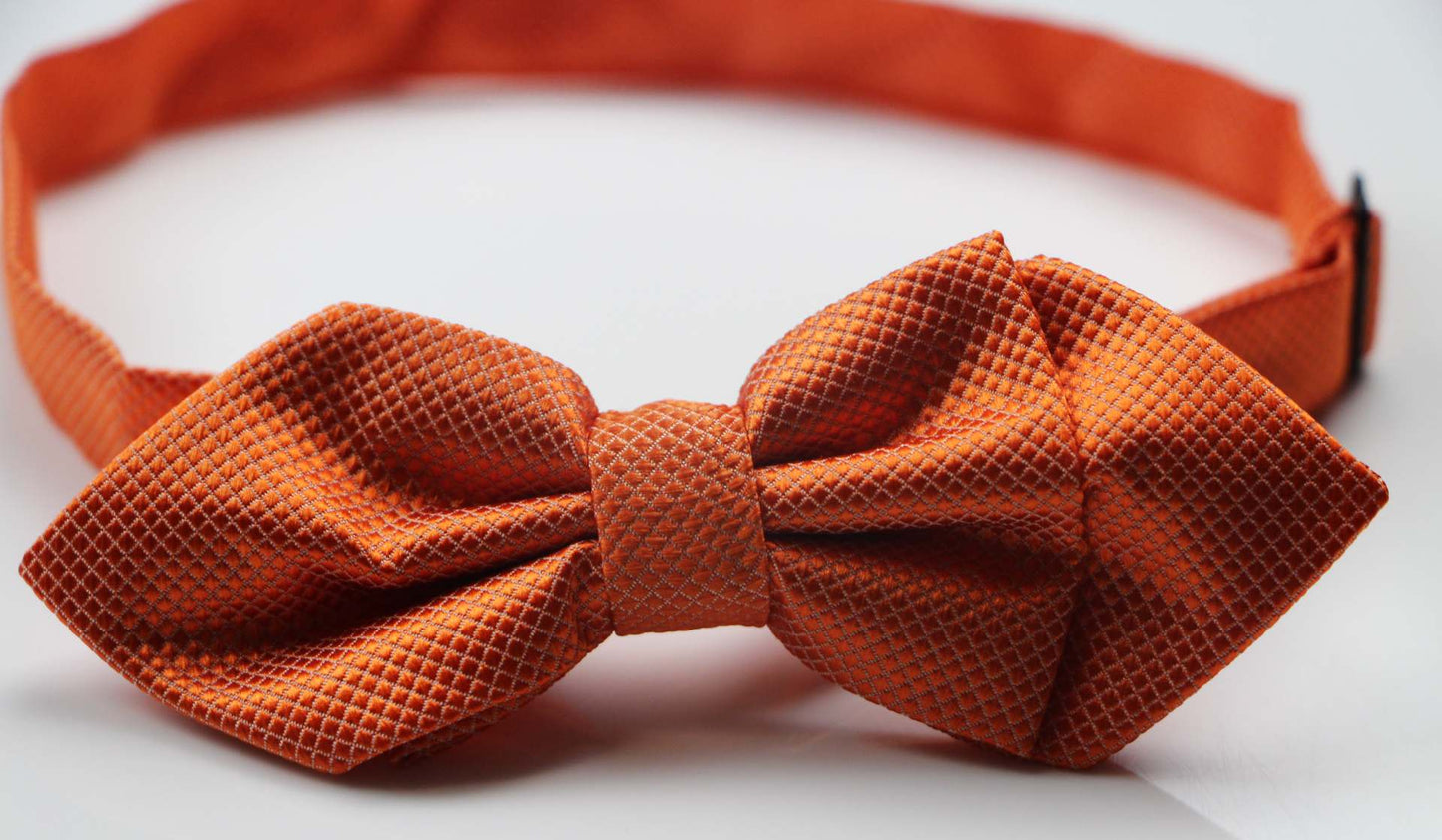 Mens Orange Diamond Shaped Checkered Bow Tie