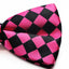 Mens Pink & Black Checkered Block Patterned Bow Tie