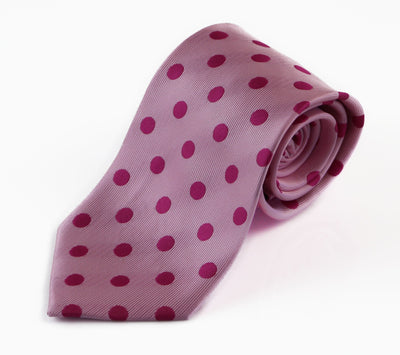 Mens Pink Polka Dot Patterned 8cm Neck Tie