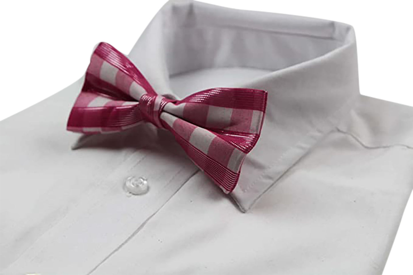 Mens Pink & White Cotton Bow Tie