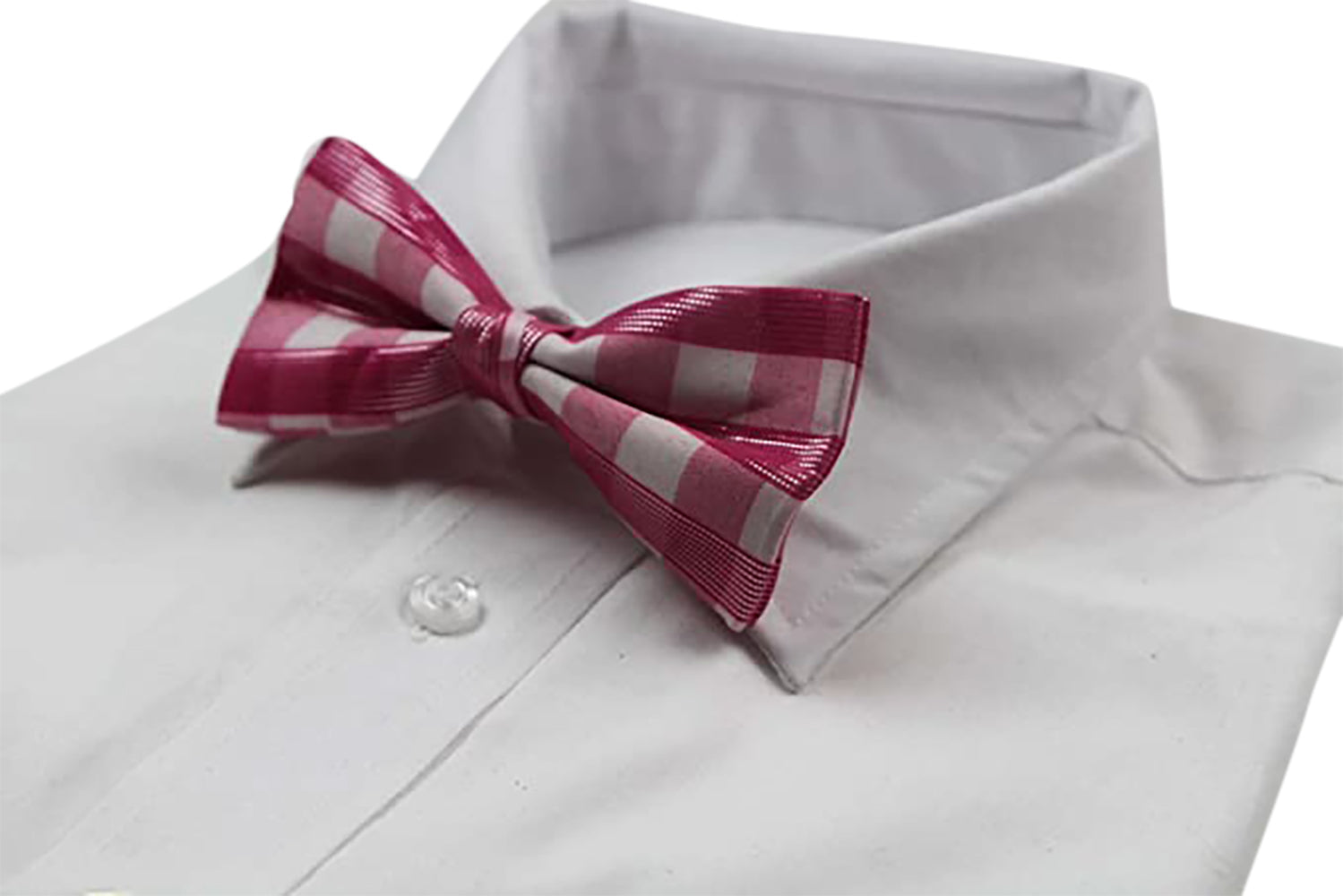 Mens Pink & White Cotton Bow Tie