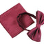 Mens Plum Plain Coloured Checkered Bow Tie & Matching Pocket Square Set