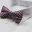 Mens Purple, White & Black Checkered Cotton Bow Tie
