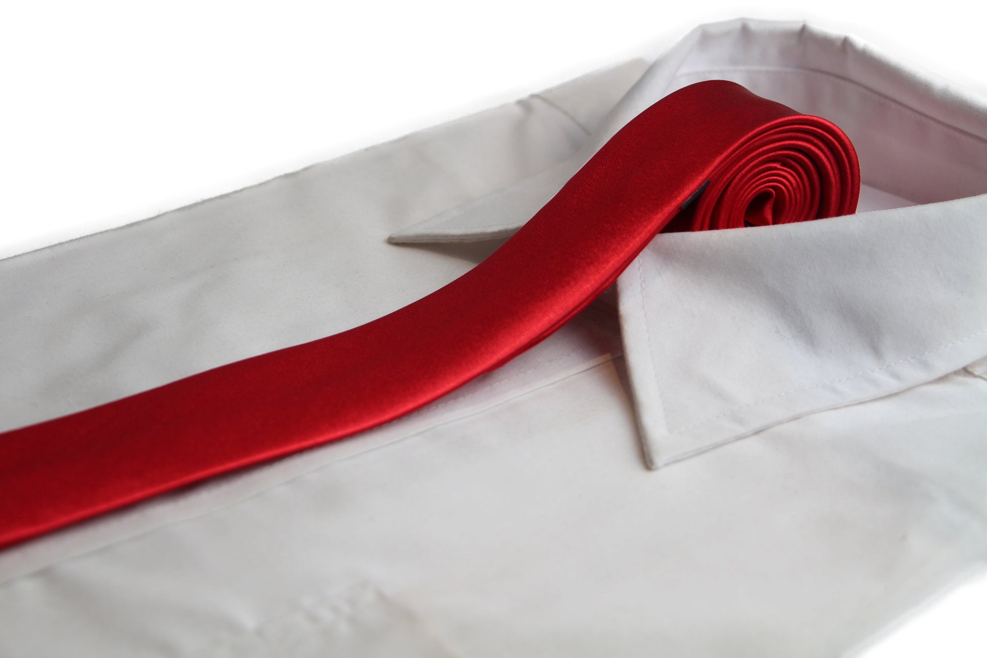 Mens Red 5cm Skinny Plain Neck Tie