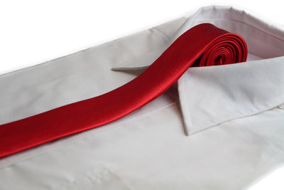 Mens Red 5cm Skinny Plain Neck Tie