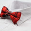 Mens Red And Black Plaid Patterned Bow Tie