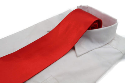Mens Red Orange Classic 10cm Plain Neck Tie
