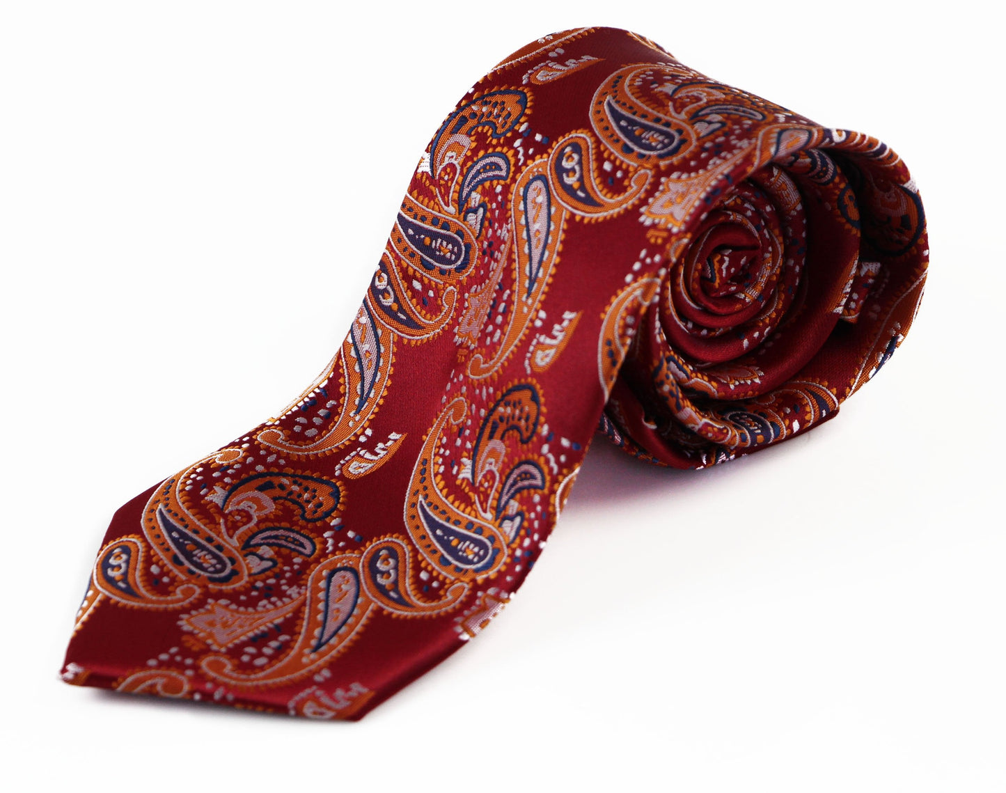 Mens Red & Orange Paisley Patterned 8cm Neck Tie