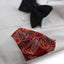 Mens Red & Orange Paisley Silk Pocket Square