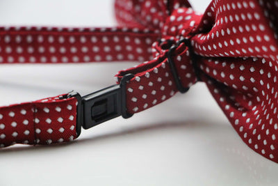 Mens Red Plain Coloured Bow Tie With White Polka Dots