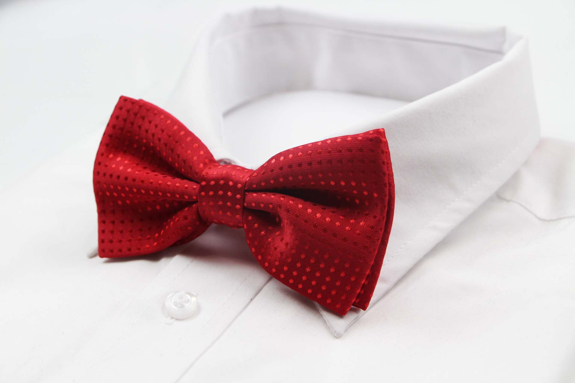 Mens Red Polka Dot Patterned Bow Tie
