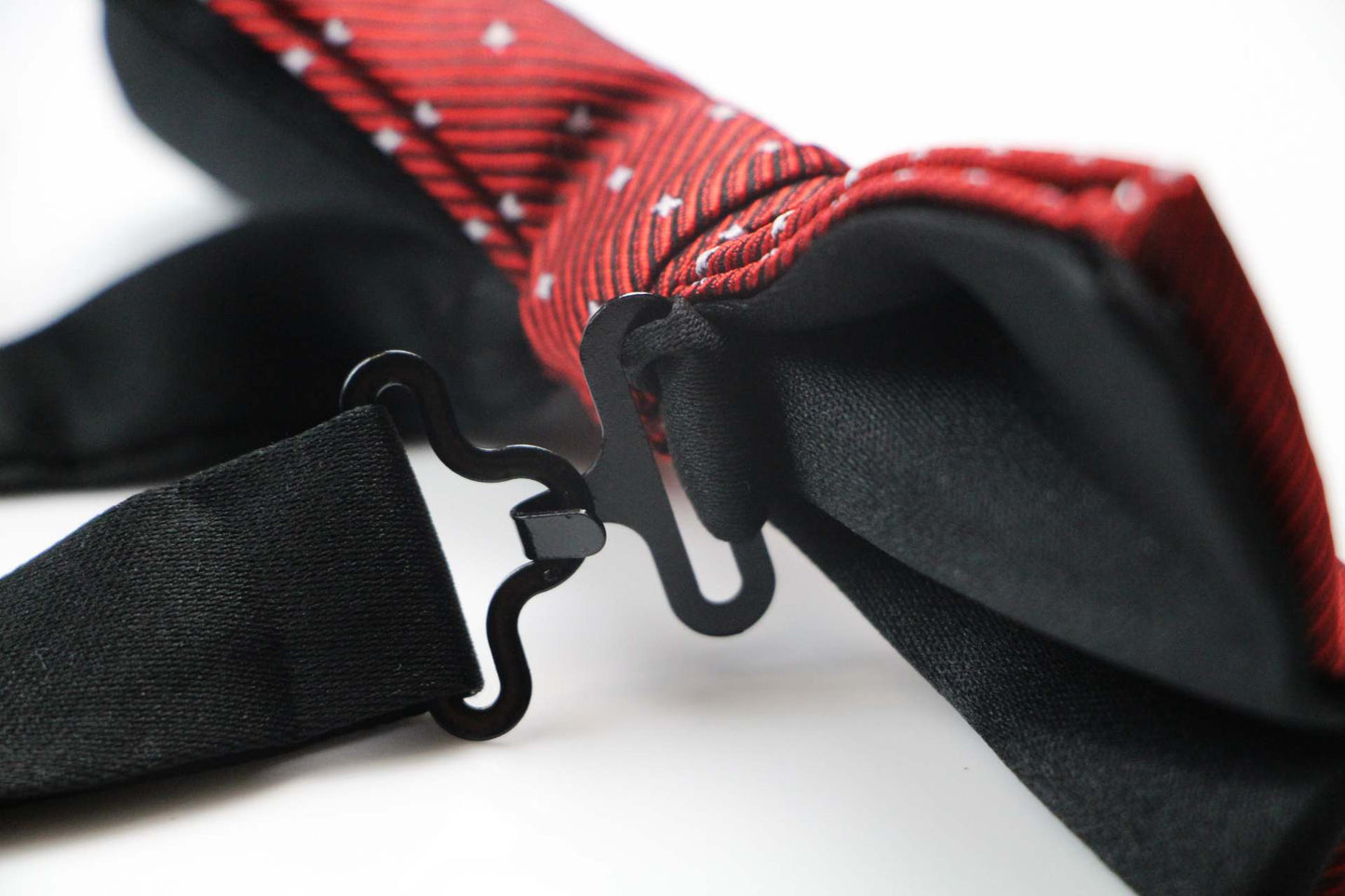 Mens Red, Silver & Black Star Polka Dot Patterned Bow Tie