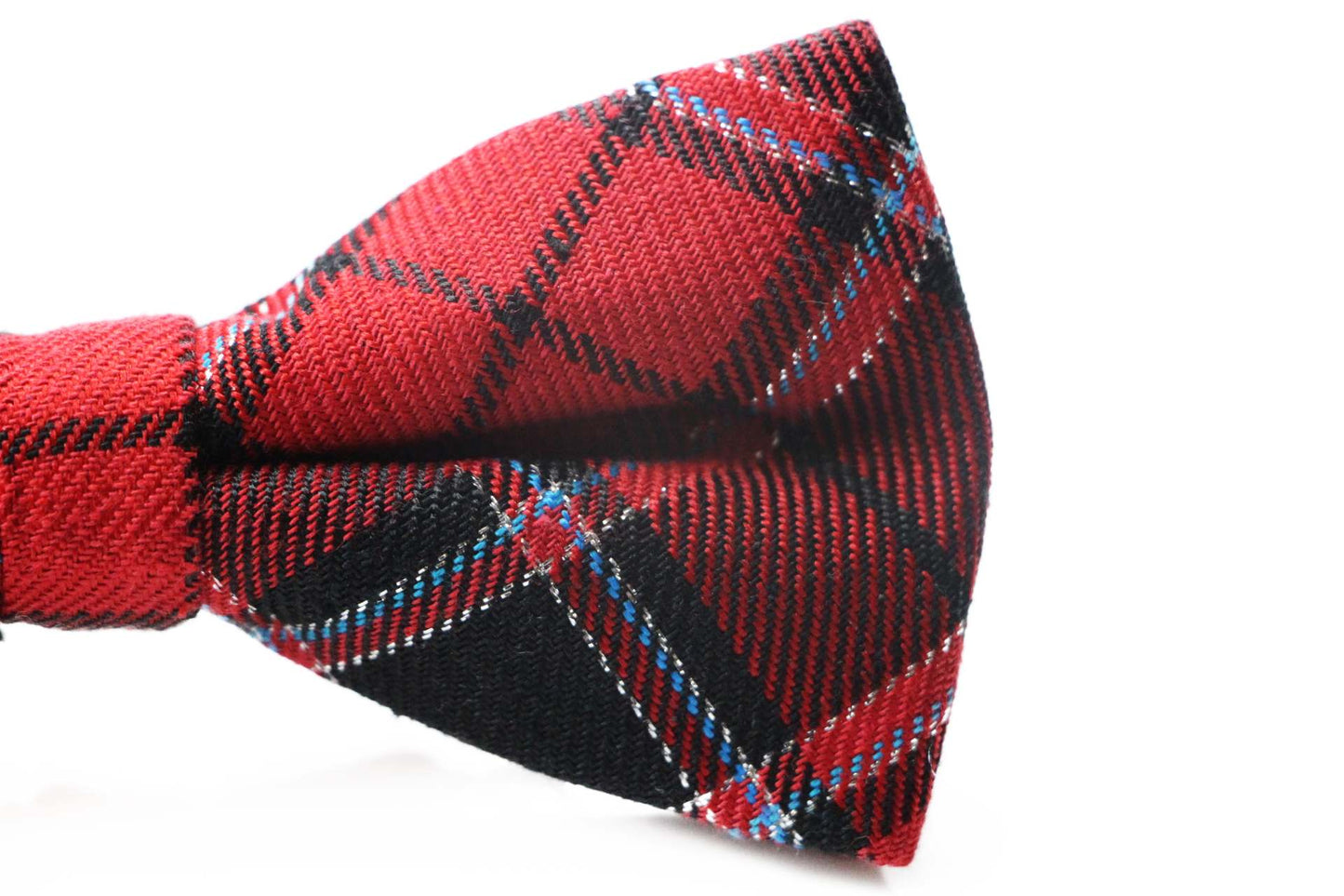 Mens Red Tarten Patterned Bow Tie With Tinsel