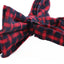 Mens Red Thick Double Layered Checkered Cotton Bow Tie