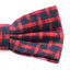 Mens Red Thick Double Layered Checkered Cotton Bow Tie