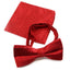 Mens Red With Silver Stars Matching Bow Tie & Pocket Square Set