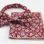 Mens Red With White & Green Flowers Cotton Bow Tie & Pocket Square Set