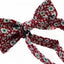 Mens Red With White & Green Flowers Cotton Bow Tie & Pocket Square Set