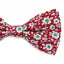 Mens Red With White & Green Flowers Cotton Bow Tie & Pocket Square Set