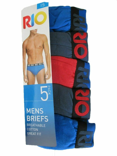 Mens Rio 5 Pairs Briefs - Underwear Men's Cotton Black Red Blue