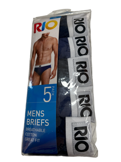 Mens Rio 5 Pairs Briefs Underwear Men's Cotton Black White Grey Blue