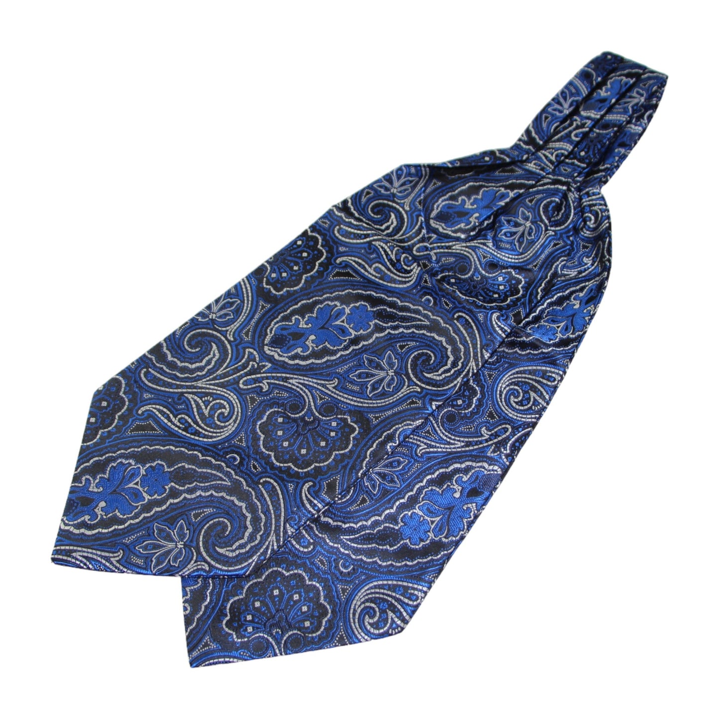 Mens Royal Blue, Black & Silver Paisley Cravat