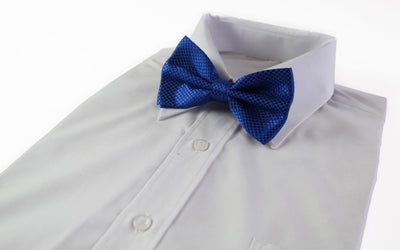Mens Royal Blue Disco Shine Checkered Patterned Bow Tie