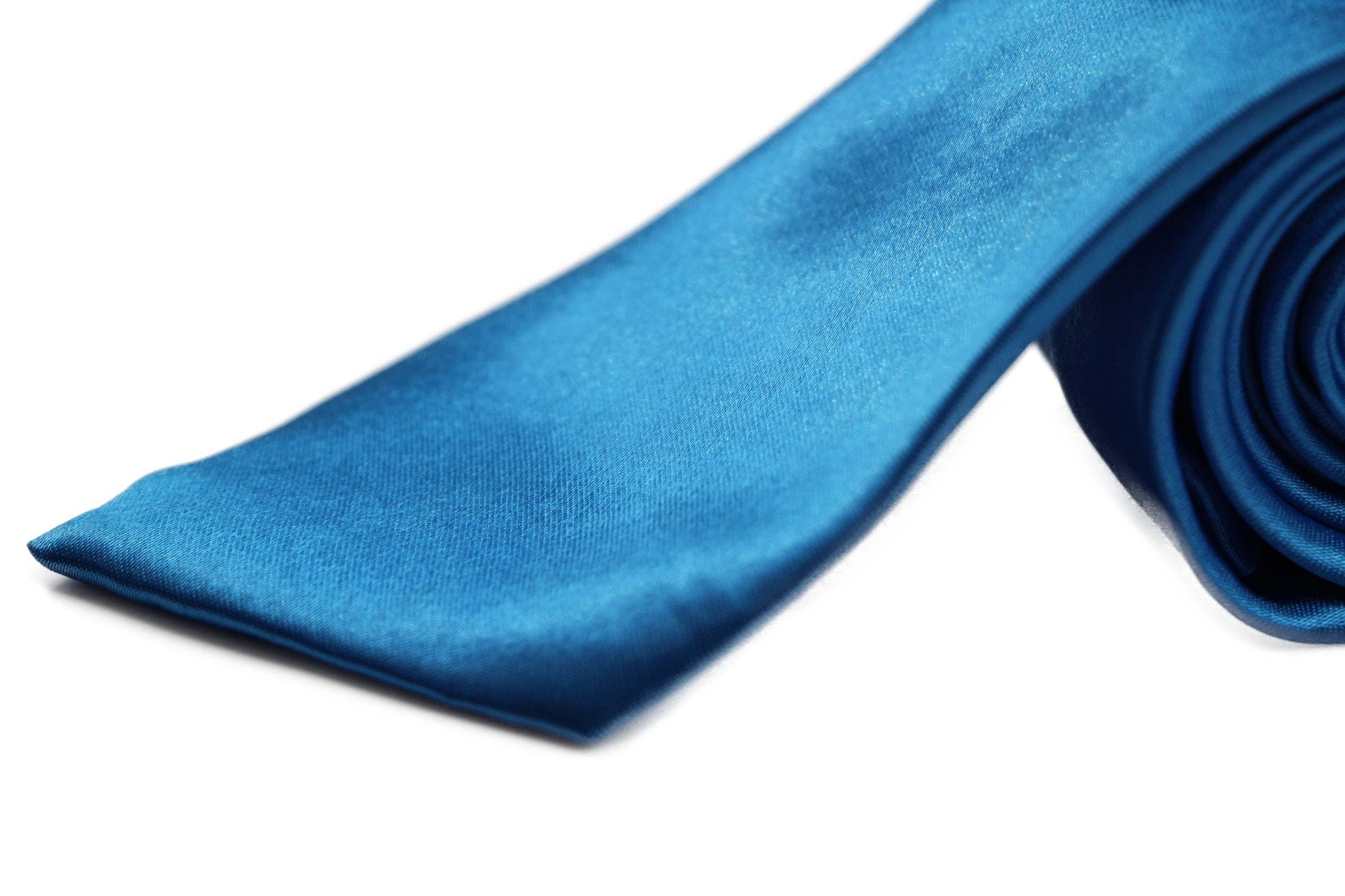 Mens Santorini Blue 8cm Plain Neck Tie