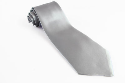 Mens Silver 10cm Plain Neck Tie