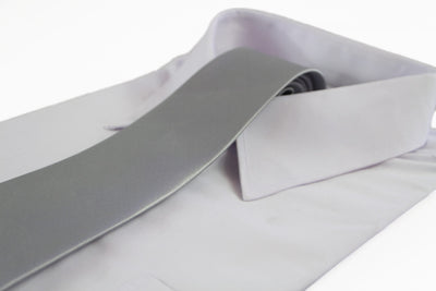 Mens Silver 10cm Plain Neck Tie