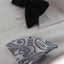 Mens Silver & Dark Grey Boho Paisley Silk Pocket Square