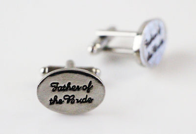 Mens Silver Father Of The Bride Oval Cufflinks