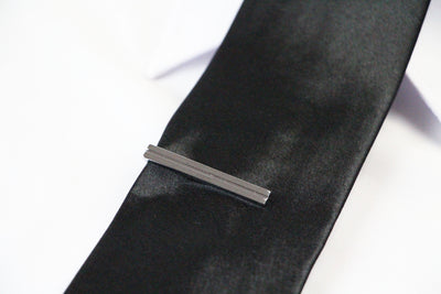 Mens Silver Horizontal Stripe Tie Clip Clasp