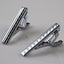 Mens Silver Line And Squares Pattern Tie Clip Clasp