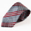 Mens Silver & Red Plaid Striped Patterned 8cm Neck Tie