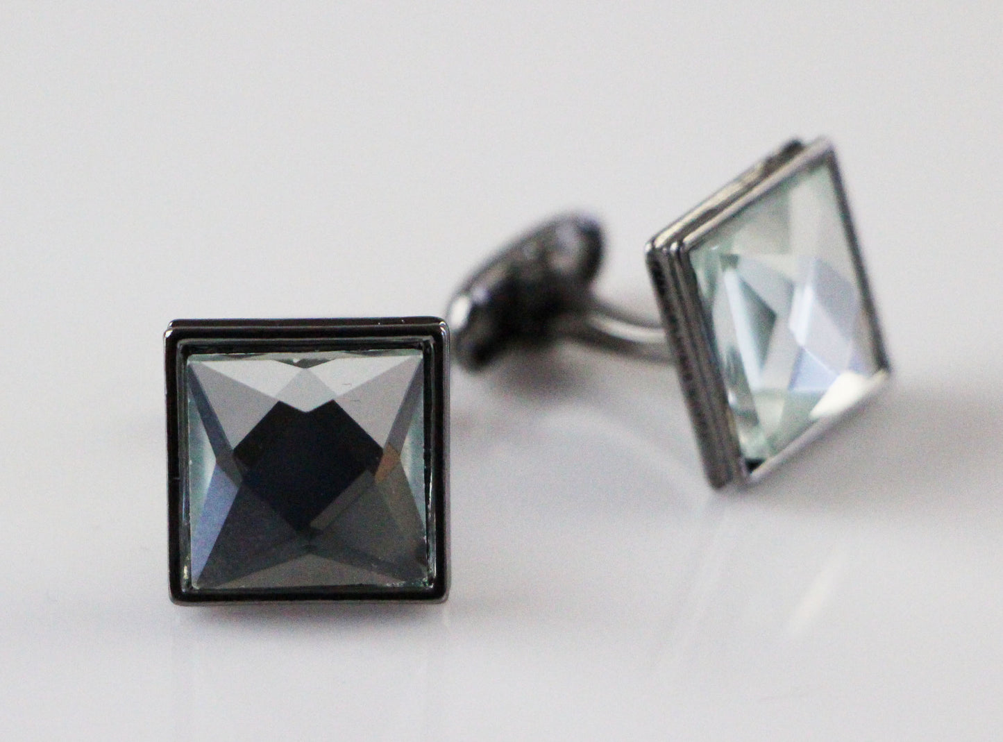 Mens Silver Square Diamond Cufflinks