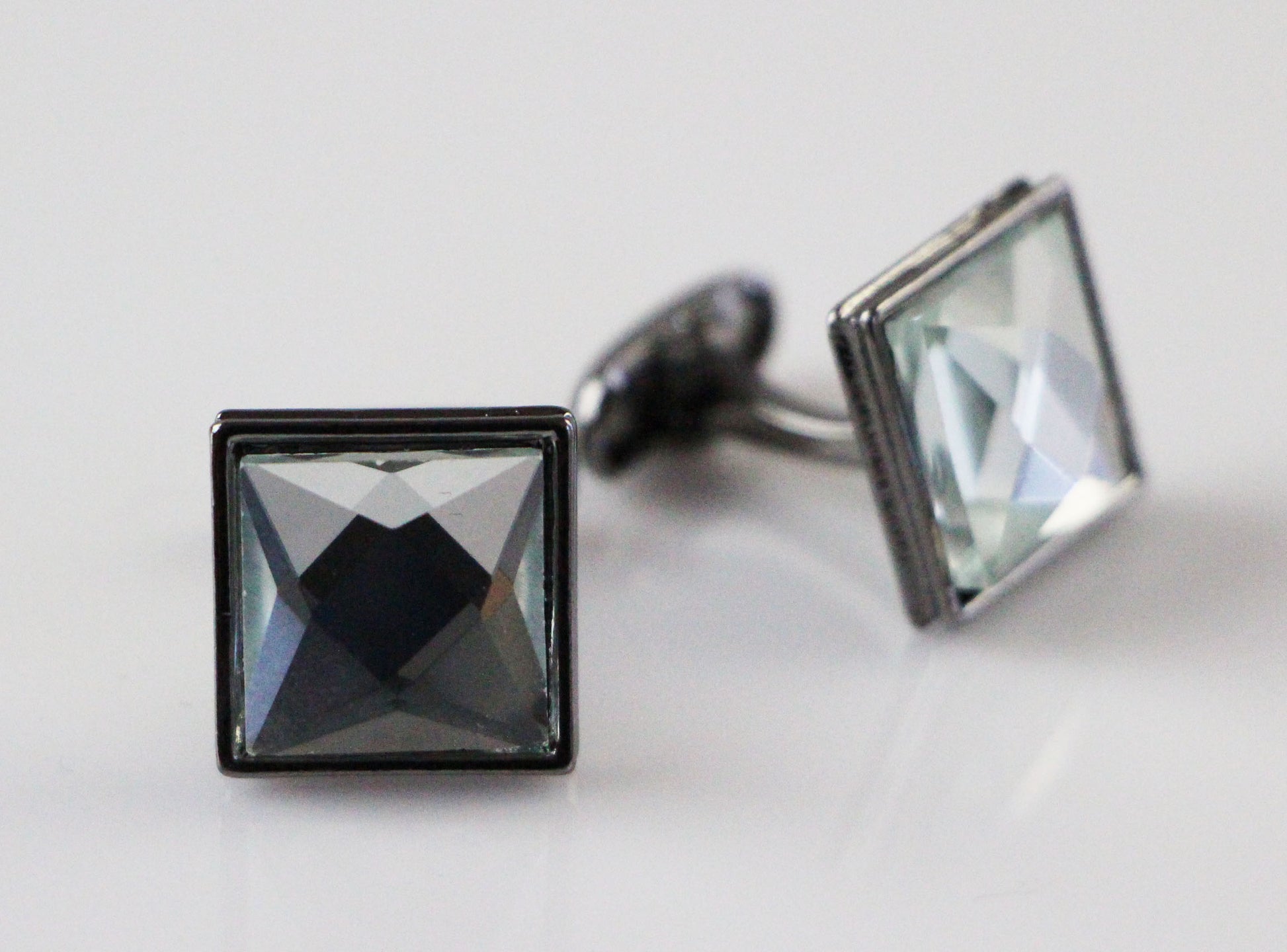 Mens Silver Square Diamond Cufflinks