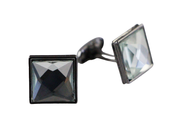 Mens Silver Square Diamond Cufflinks