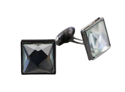 Mens Silver Square Diamond Cufflinks